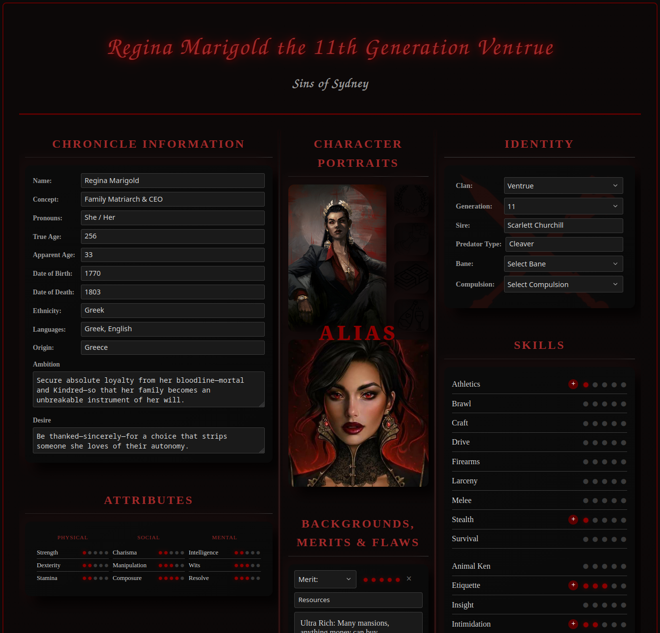 VTM Character Sheet